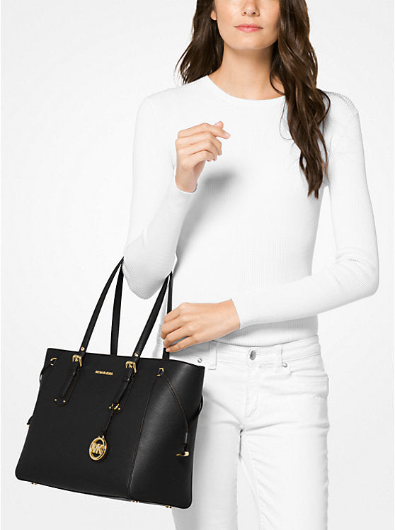 Michael Kors Voyager  Crossgrain Leather Tote Bag - Tamanho médio