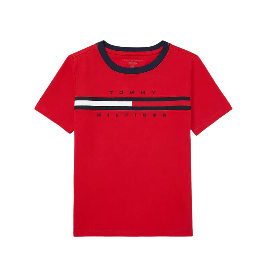 Camiseta Infantil Listra Logo Vermelha Tommy Hilfiger