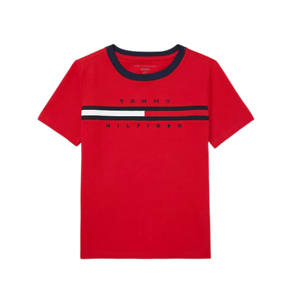 Camiseta Infantil Listra Logo Vermelha Tommy Hilfiger