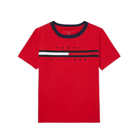 Camiseta Infantil Listra Logo Vermelha Tommy Hilfiger