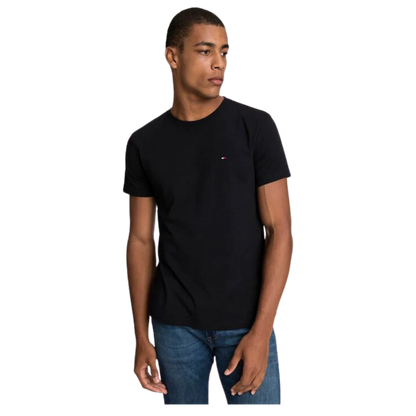 Camiseta Preta Clássica Gola C - Tommy Hilfiger