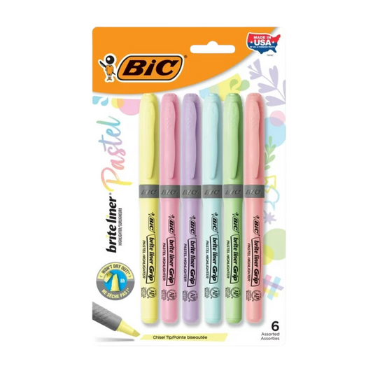 Marca Texto Colorido Pastel 6 Unidades Bic