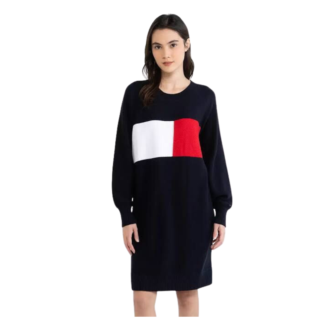 Vestido Tricot Logo Tommy Hilfiger